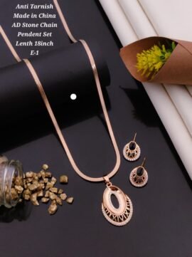 Anti Tarnish AD Stone Pendant Set – E-1 (18 Inch Chain)